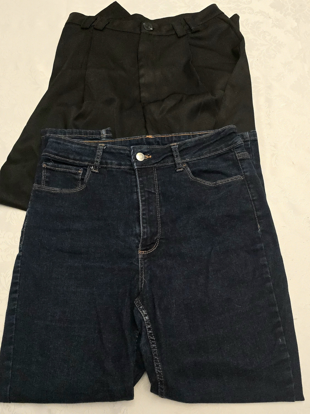 Dark Blue Denim Jeans & Black Dress Pants